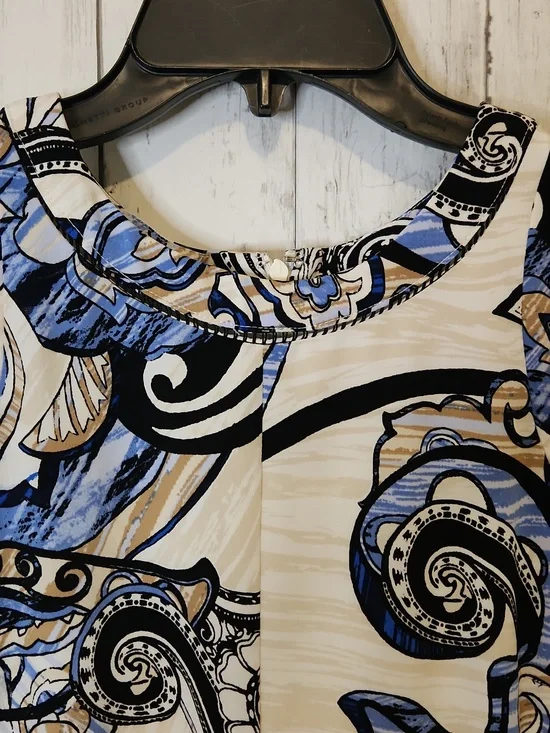 White House Black Market Blue Paisley Dress Sleeveless Fit Flare Size 2 - Picture 4 of 8